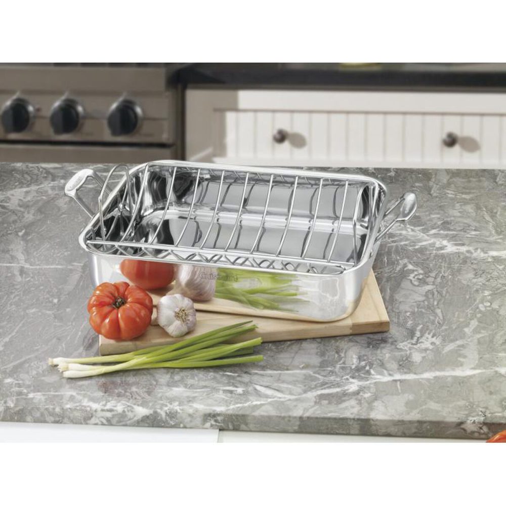 Chef's Classic™ Stainless 16" Roasting Pan with Rack - Image 3