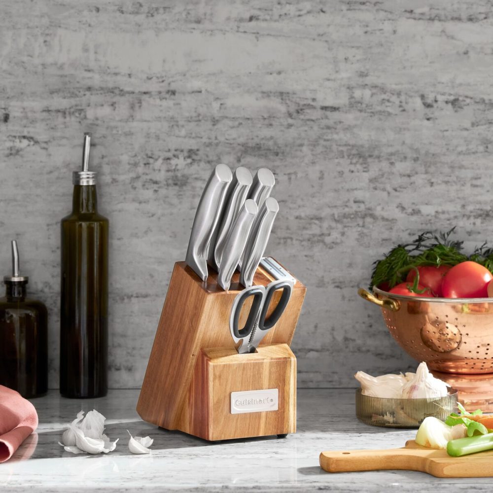 7pc Stainless Steel Essentials Block Set with Built in Sharpener - Image 7