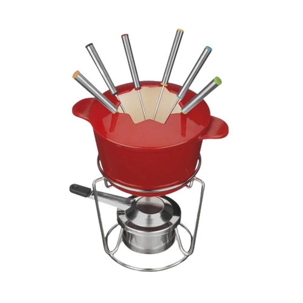 Chef’s Classic Enameled Cast Iron Cookware 13 Piece Cast Iron Fondue Set