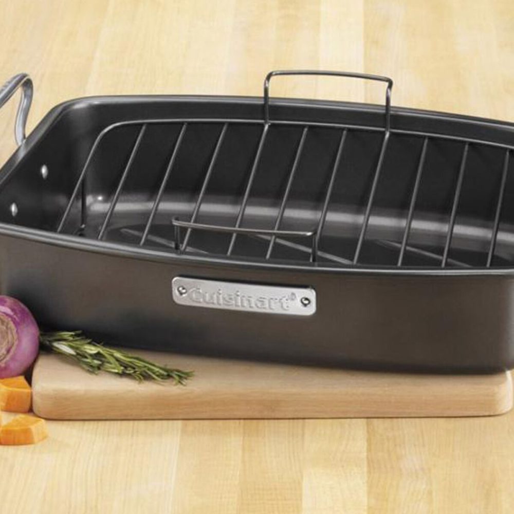 Roasting And Lasagna Pans 17" x 13" Nonstick Roaster with V-Rack - Image 2