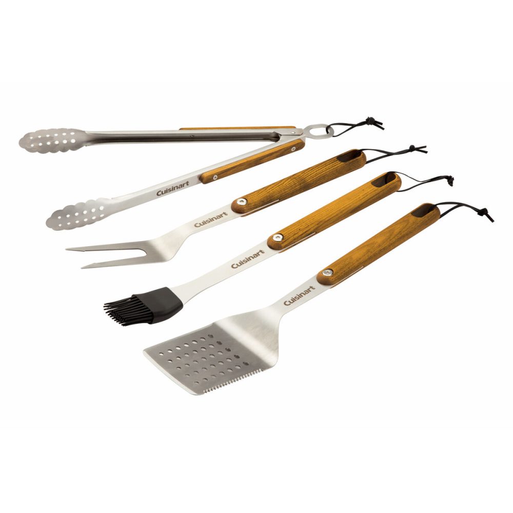 4 Piece Ash Wood Grill Tool Set