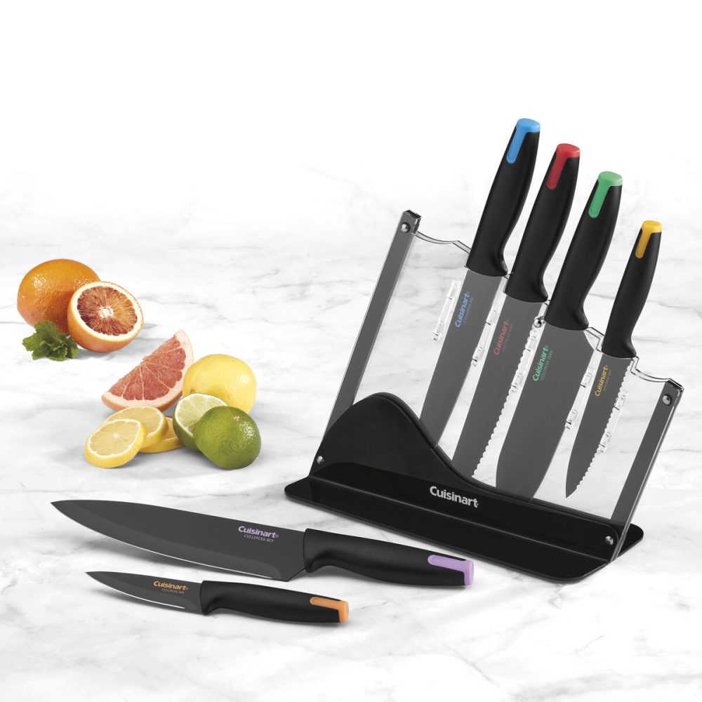 7pc Ceramic Coated Cutlery Set in Acrylic Block - Image 9