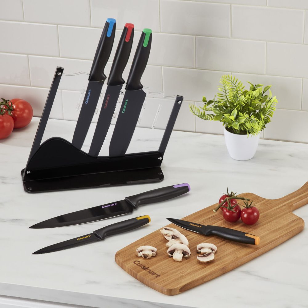 7pc Ceramic Coated Cutlery Set in Acrylic Block - Image 7