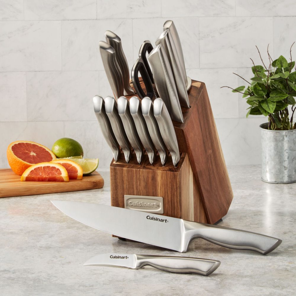 15pc Elite Series Stainless Steel Block Set with Acacia Block - Image 2