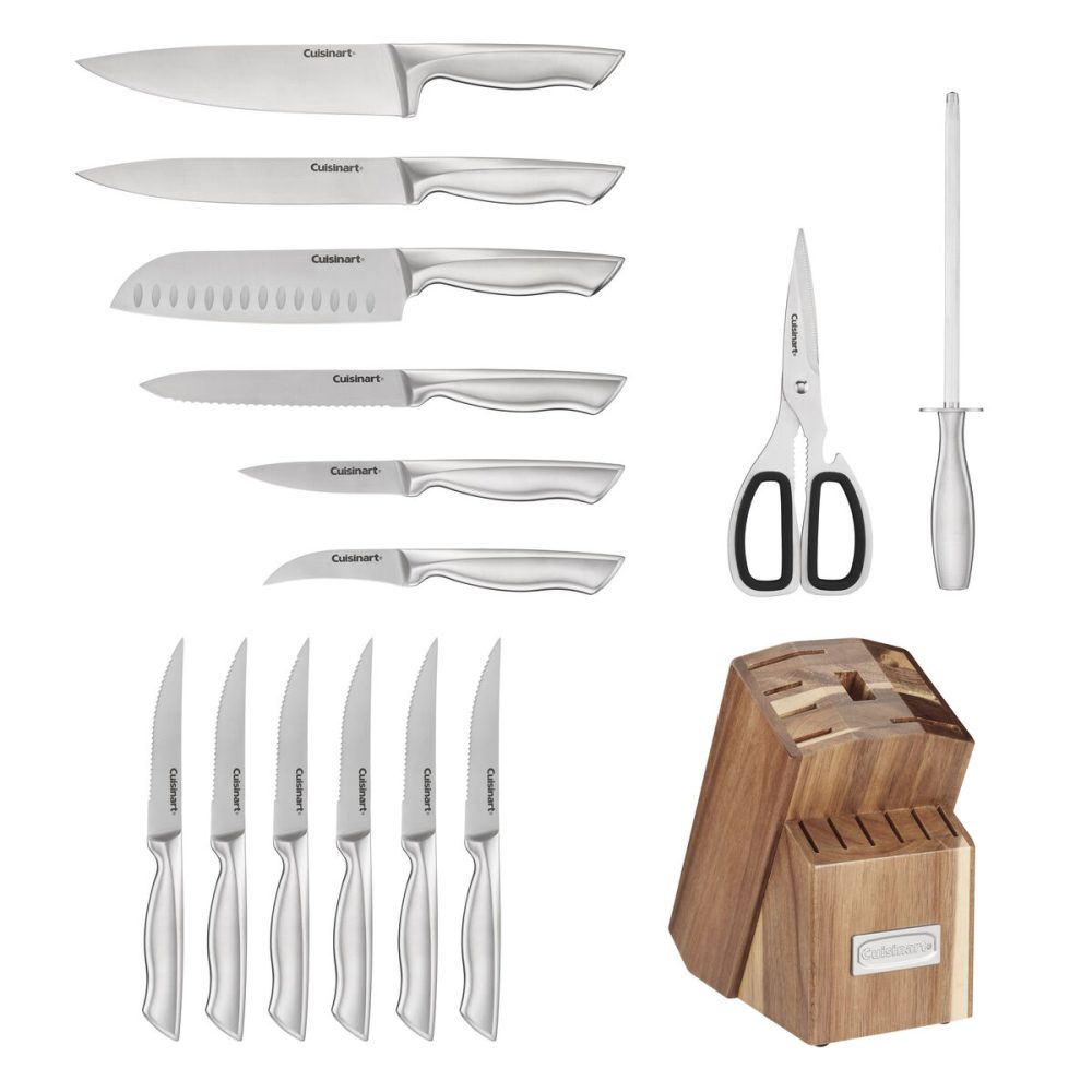 15pc Elite Series Stainless Steel Block Set with Acacia Block - Image 3