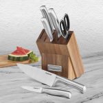 7pc Stainless Steel Prep Set in Acacia Wood Block - Image 3