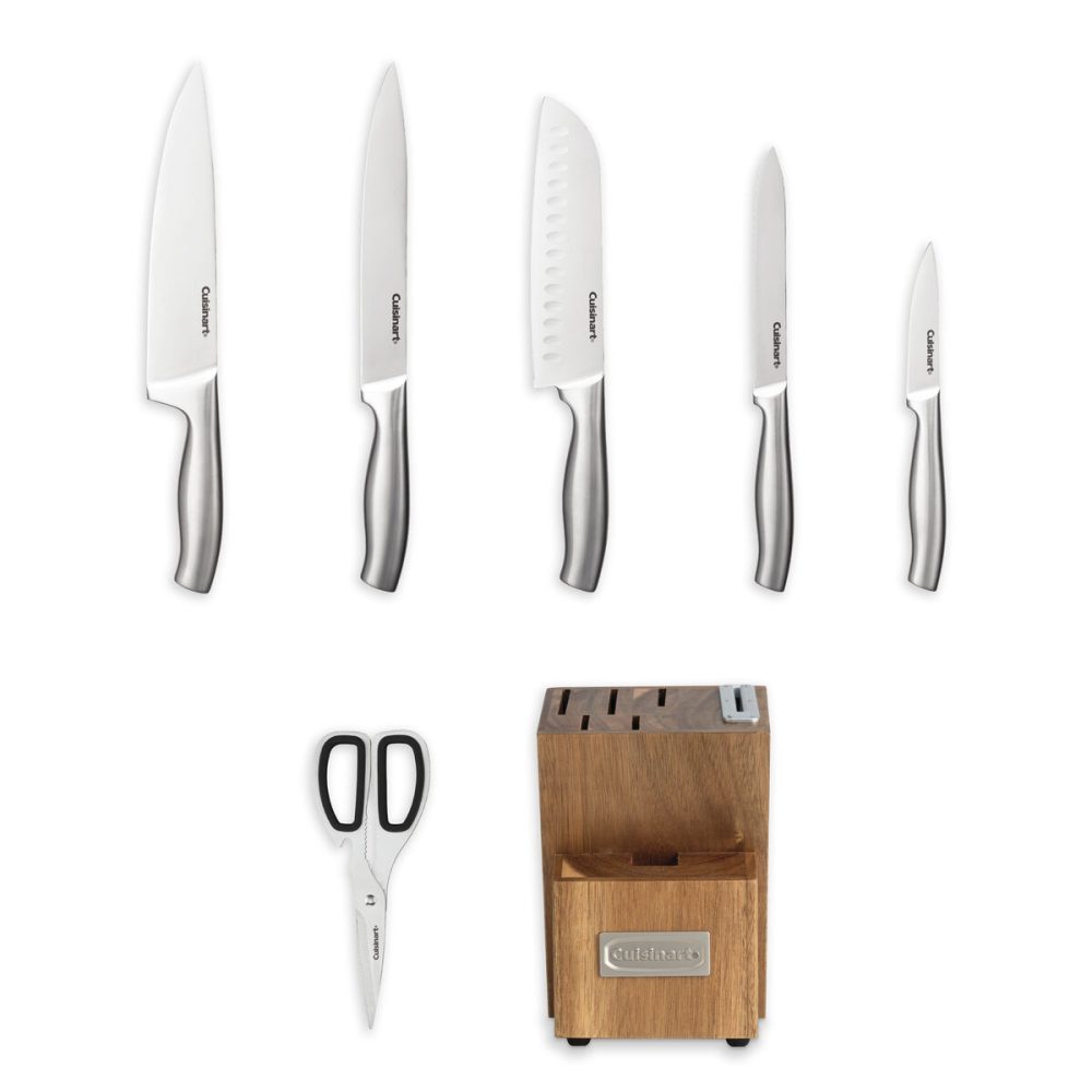 7pc Stainless Steel Essentials Block Set with Built in Sharpener - Image 2