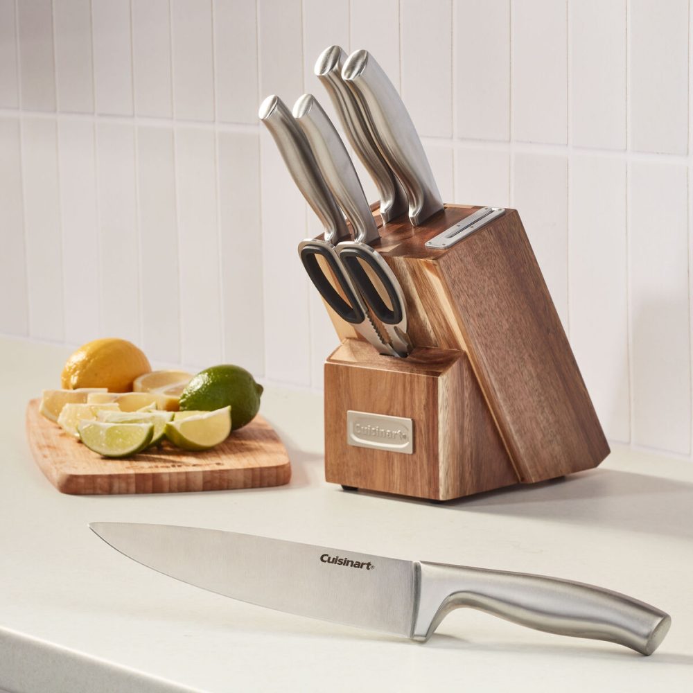 7pc Stainless Steel Essentials Block Set with Built in Sharpener - Image 4