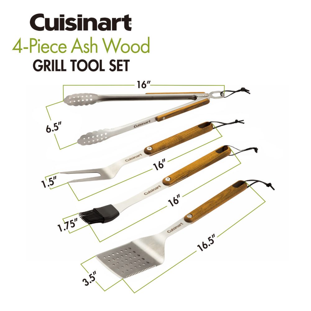 4 Piece Ash Wood Grill Tool Set - Image 3