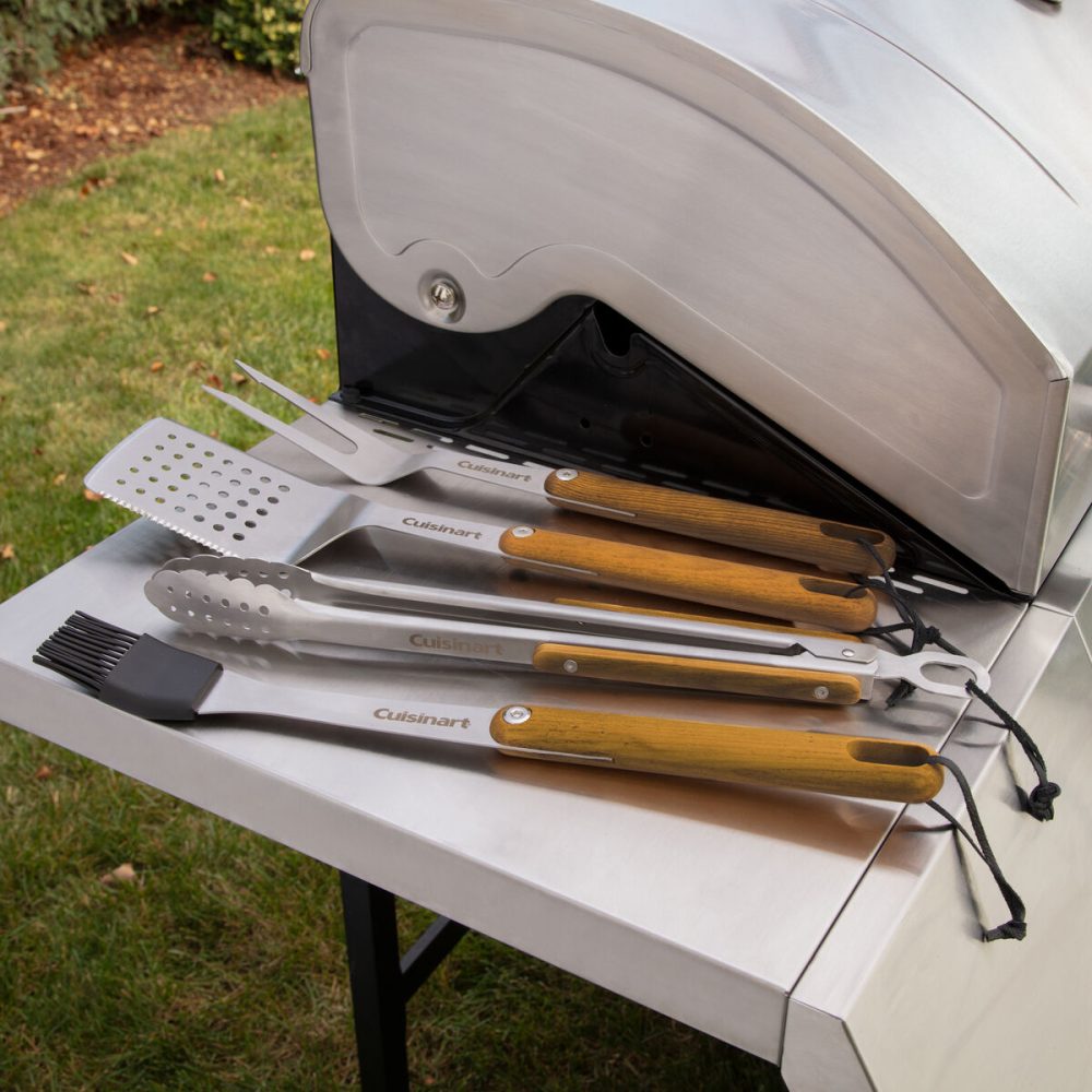 4 Piece Ash Wood Grill Tool Set - Image 6