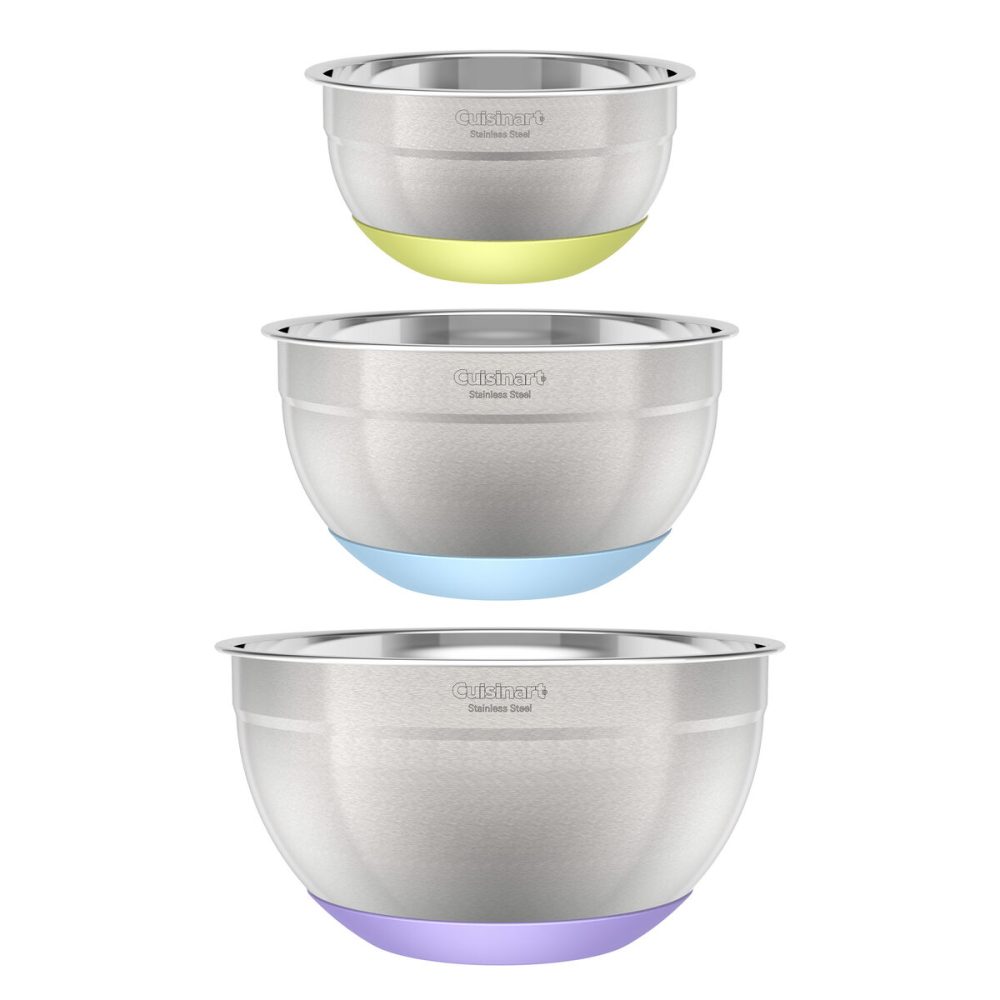 Set of 3 Stainless Steel Mixing Bowls with Non-slip Base - Image 2