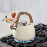 2 Qt. Cream Stainless Steel Tea Kettle - Image 3