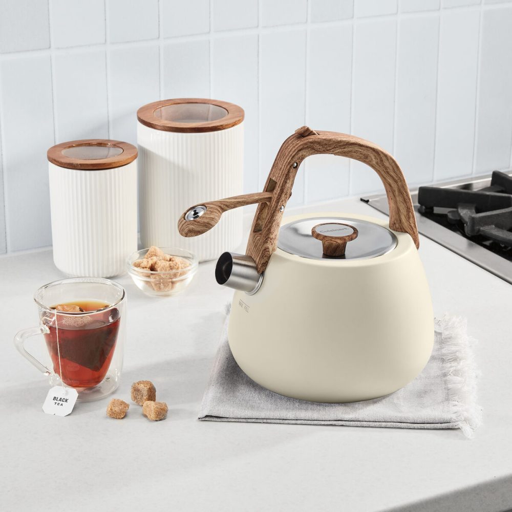2 Qt. Cream Stainless Steel Tea Kettle - Image 4