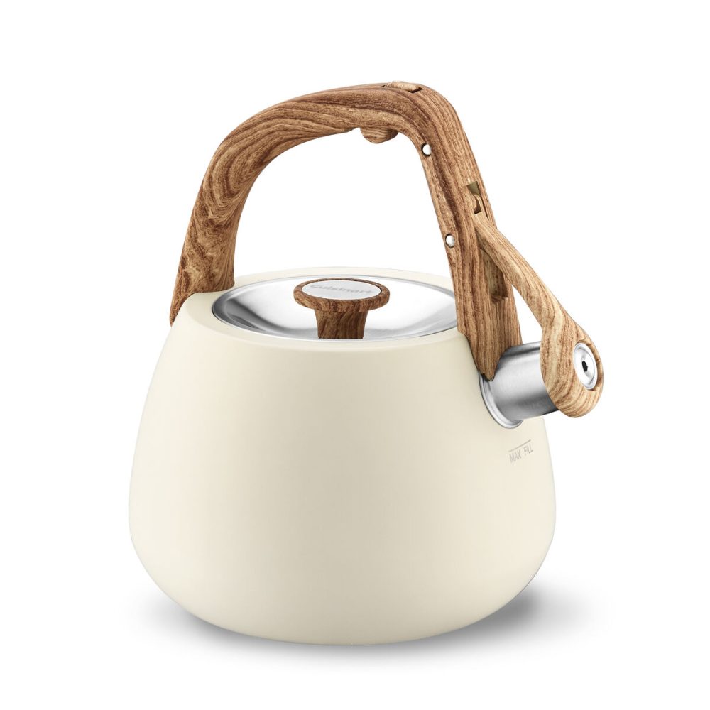 2 Qt. Cream Stainless Steel Tea Kettle - Image 2
